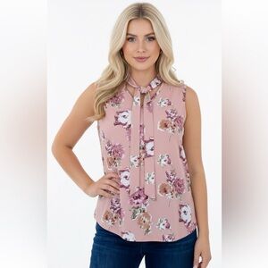 Norma Allen collection dusty rose floral top sleeveless size large